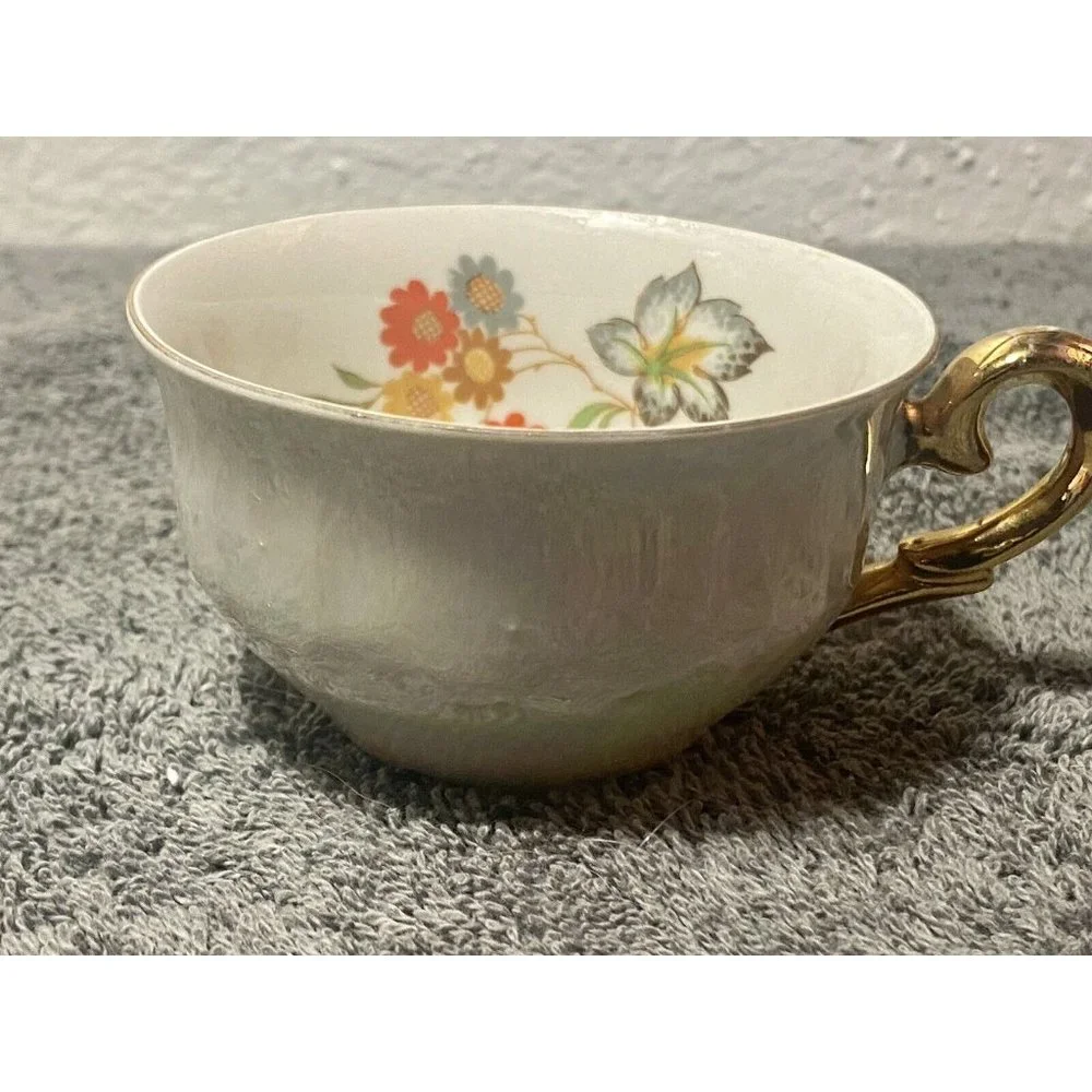 Iridescent Lusterware Tea Cup &‎ Saucer Made In Germany U.S. Zone Teacup